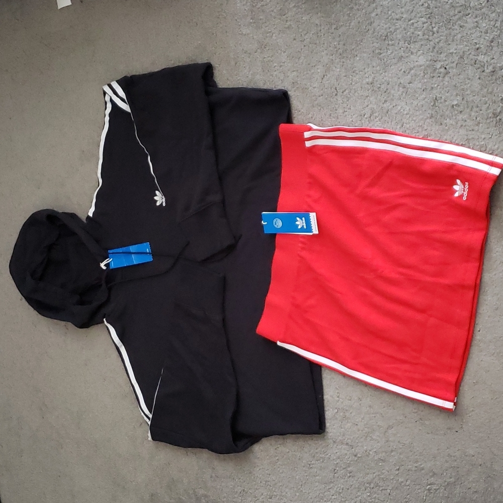 Adidas Cropped Hoodie and Classic Skirt Outfit